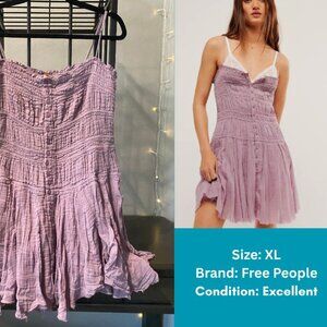 Sz XL Free People One Lausanne Lavender Mini Shirt Dress - Excellent Condition!